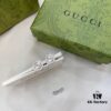 Gucci Gucci 925 Sterling Silver Double G Diamond-Paved Minimalist Stud Earrings