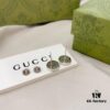 Gucci Gucci 925 Sterling Silver Double G Diamond-Paved Minimalist Stud Earrings