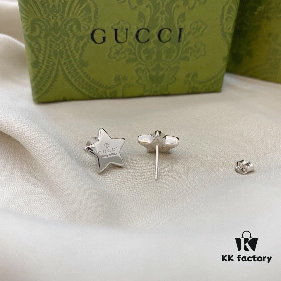 Gucci Star Stud Earrings in 925 Sterling Silver Minimalist and Elegant Design