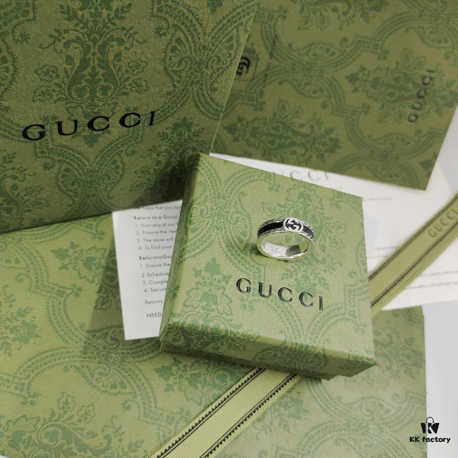 Gucci GUCCI New 2022 Enamel Black Ring!! Super Brightening, Love at First Sight