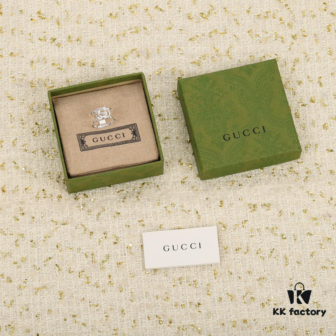 Gucci Interlocking Double G Wide Ring, Made of Pure Silver with Z + ZP Markings