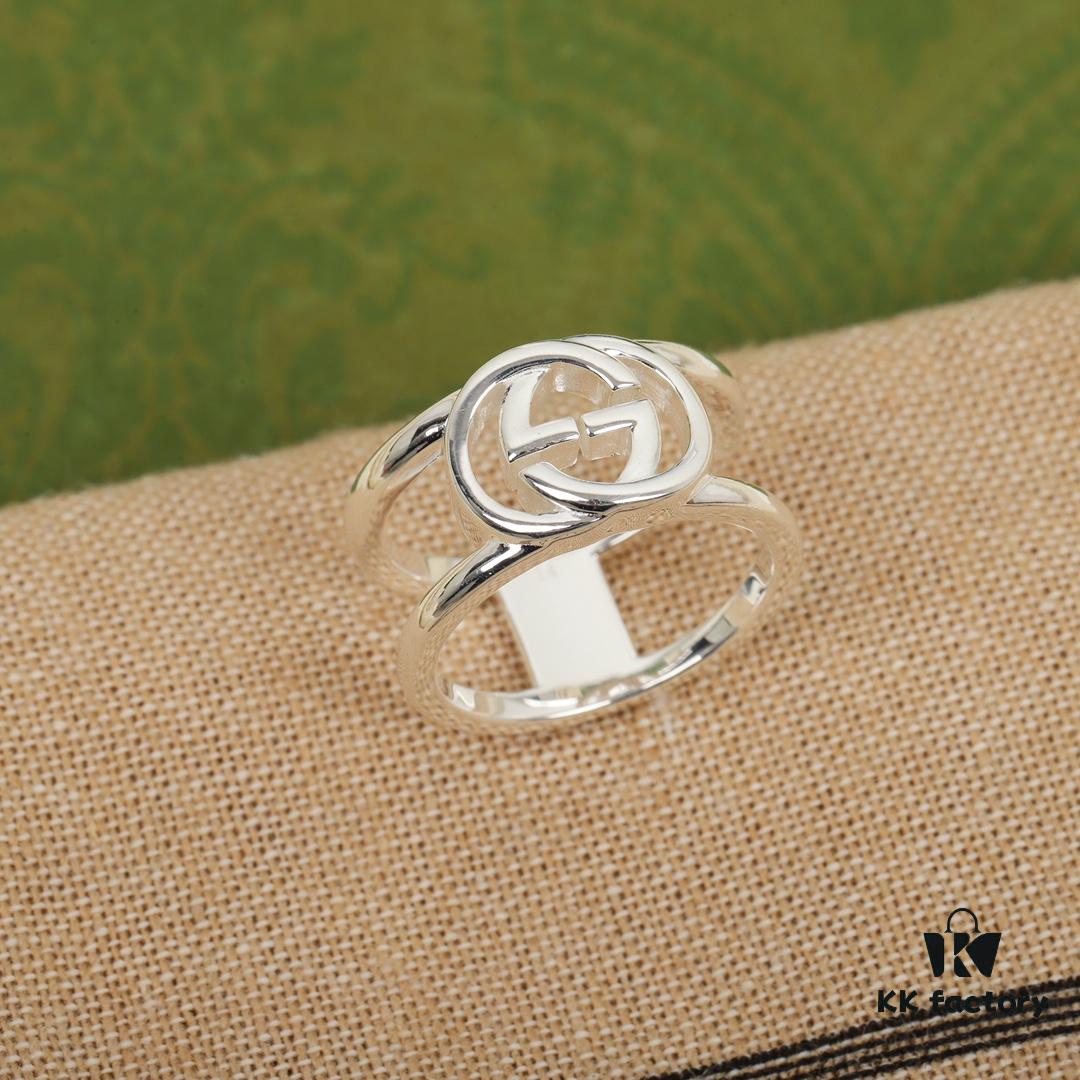 Gucci Interlocking Double G Wide Ring, Made of Pure Silver with Z + ZP Markings