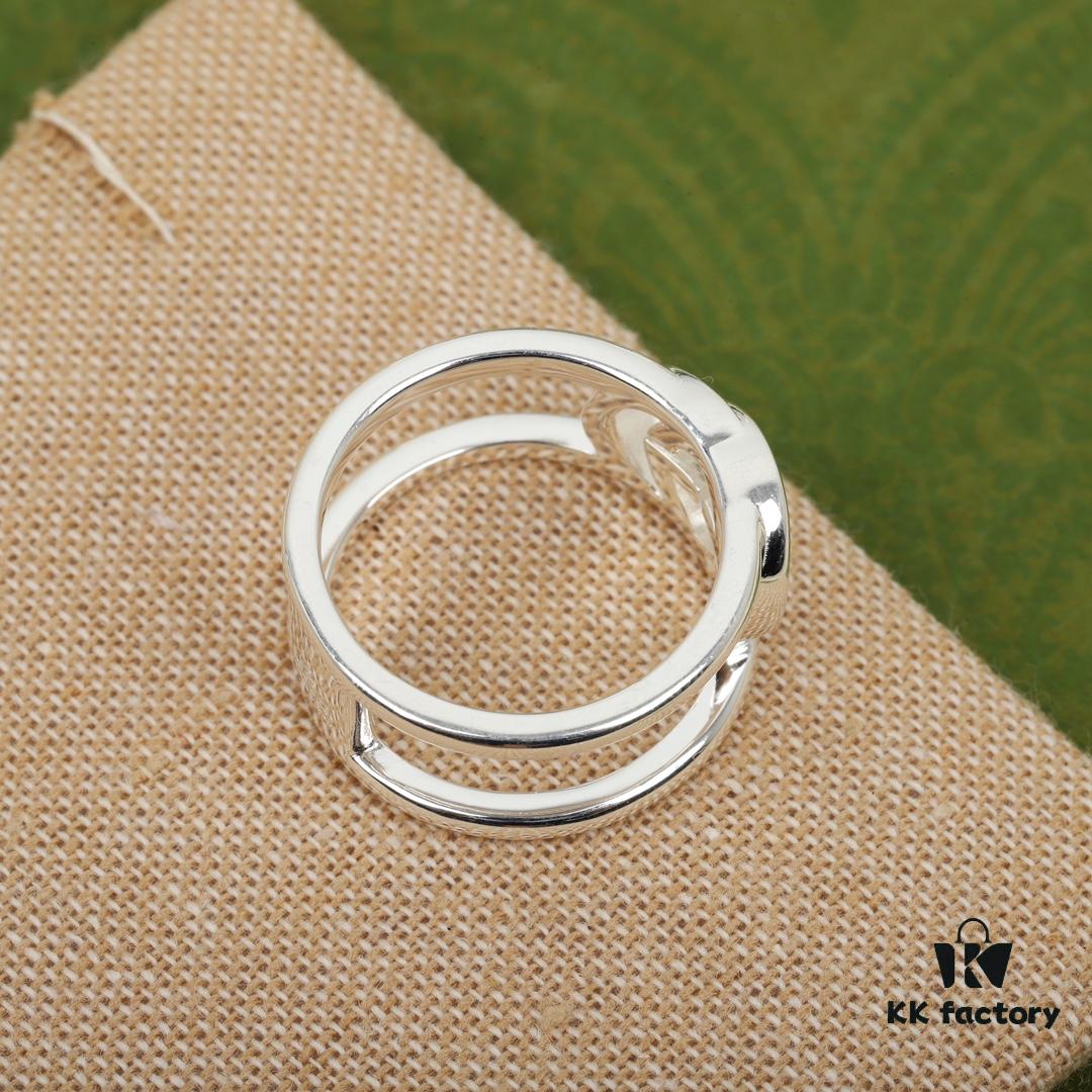 Gucci Interlocking Double G Wide Ring, Made of Pure Silver with Z + ZP Markings