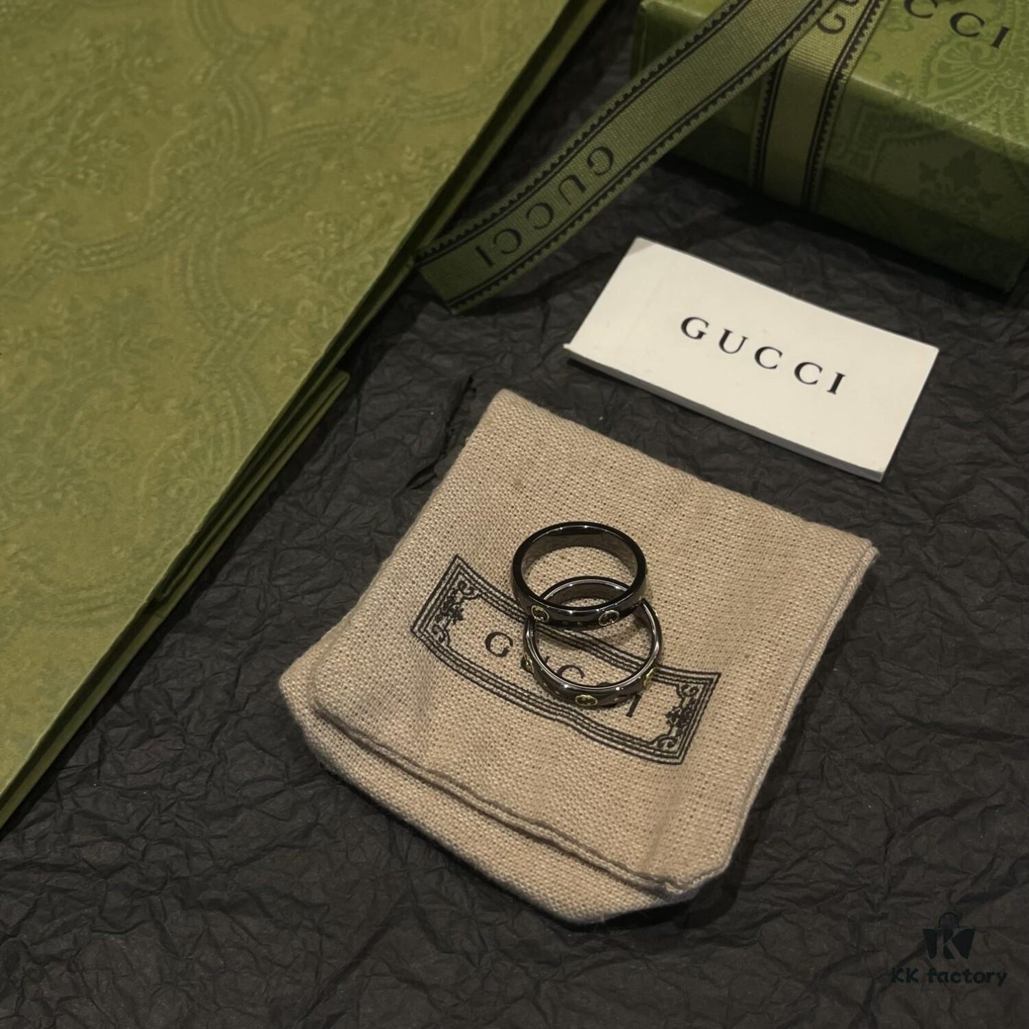 Gucci • Gucci Icon Interlocking Double G Ring, Icon Series, Brand's Signature Pattern, Featuring a Striking Gold Interlocking Double G Logo Creating a Bold Visual Contrast with the White Synthetic Corundum Band