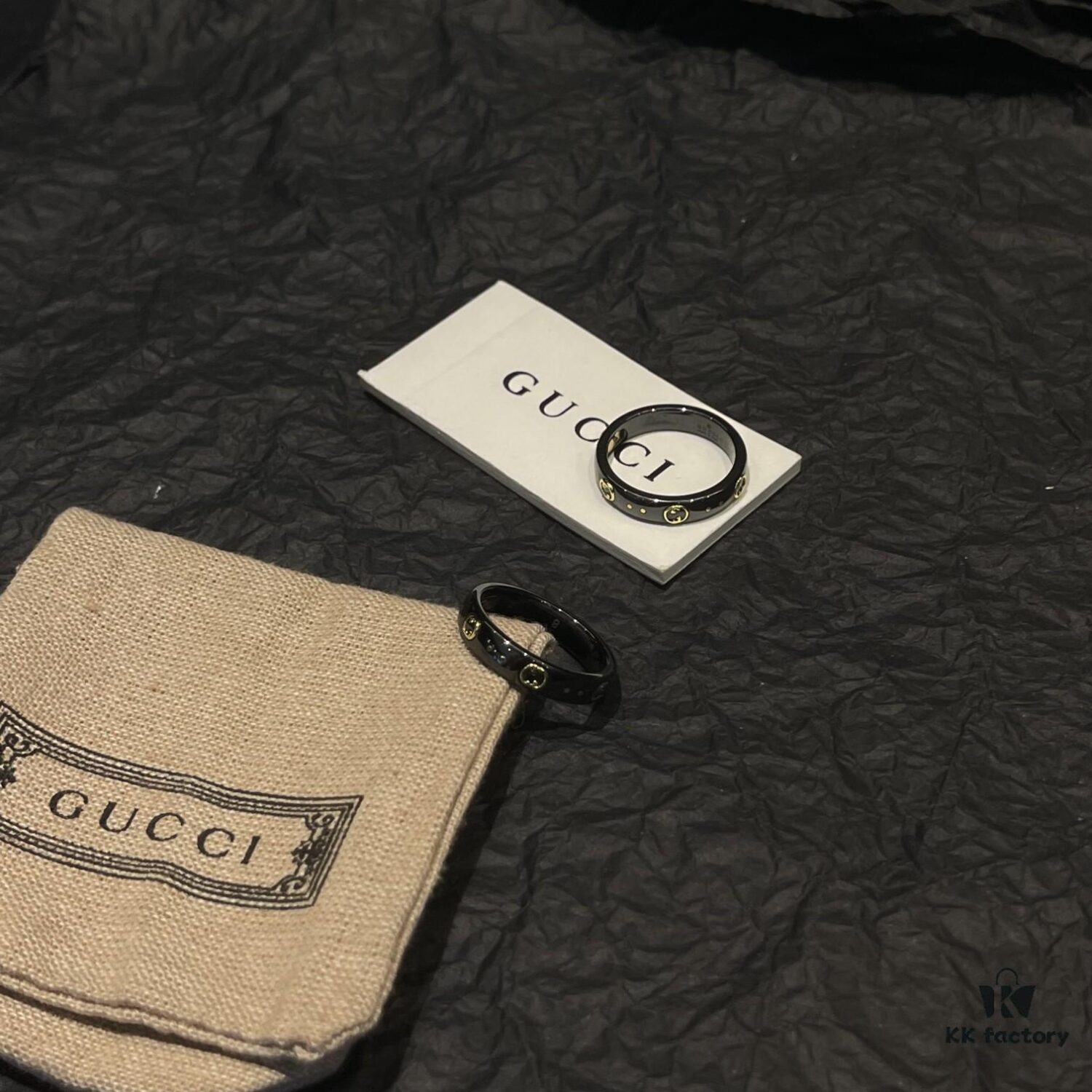 Gucci • Gucci Icon Interlocking Double G Ring, Icon Series, Brand's Signature Pattern, Featuring a Striking Gold Interlocking Double G Logo Creating a Bold Visual Contrast with the White Synthetic Corundum Band