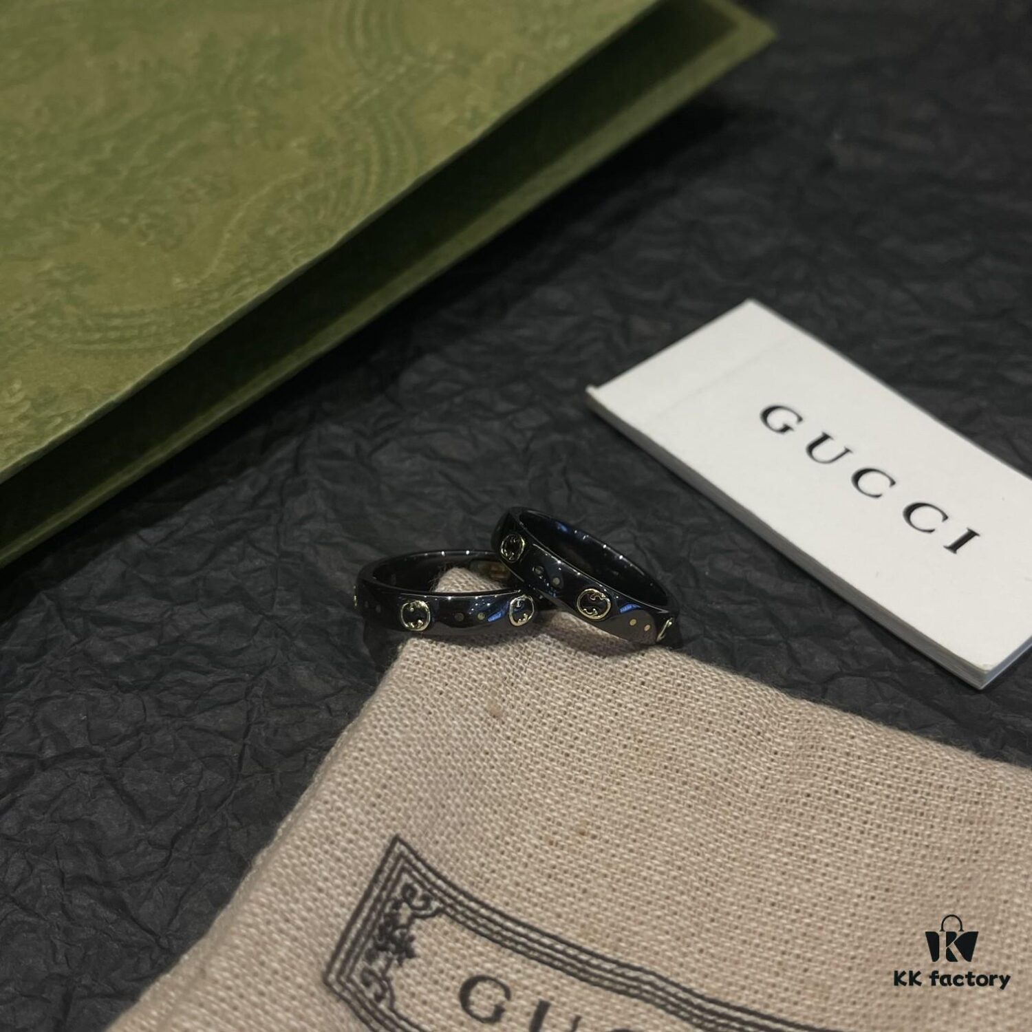 Gucci • Gucci Icon Interlocking Double G Ring, Icon Series, Brand's Signature Pattern, Featuring a Striking Gold Interlocking Double G Logo Creating a Bold Visual Contrast with the White Synthetic Corundum Band