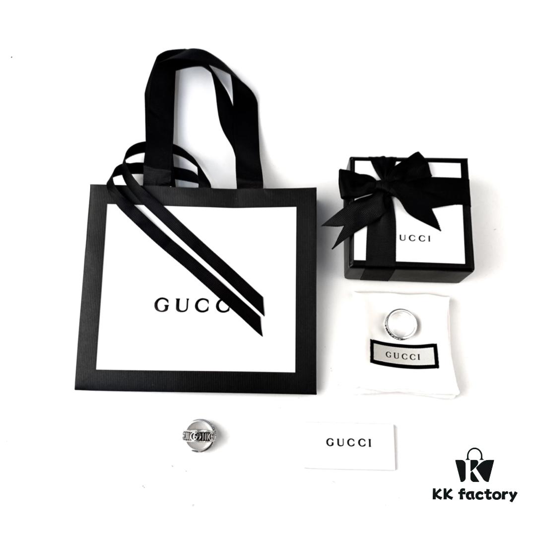 Gucci 3D Double G Carved Striped Pattern Ring - Popular Unisex Design for Couples and Friends