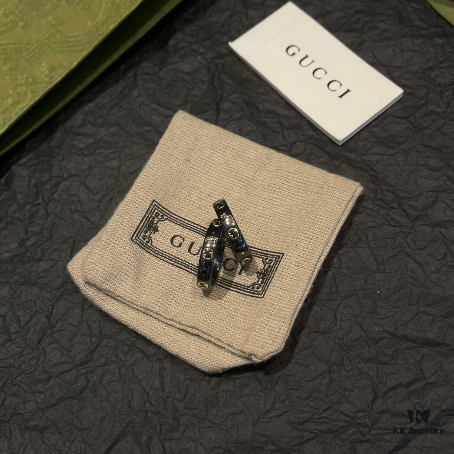 Gucci • Gucci Icon Interlocking Double G Ring, Icon Series, Brand's Signature Pattern, Featuring a Striking Gold Interlocking Double G Logo Creating a Bold Visual Contrast with the White Synthetic Corundum Band