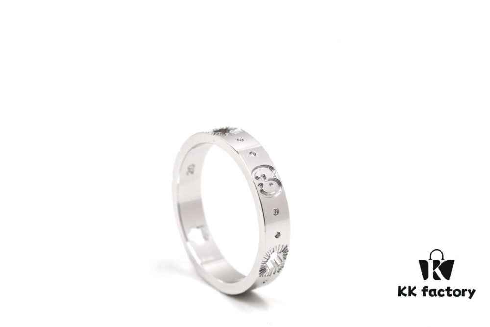 New Arrival: GUCCI Inspired CNC Crafted 925 Sterling Silver White Gold Plated Ring with Openwork Star Design