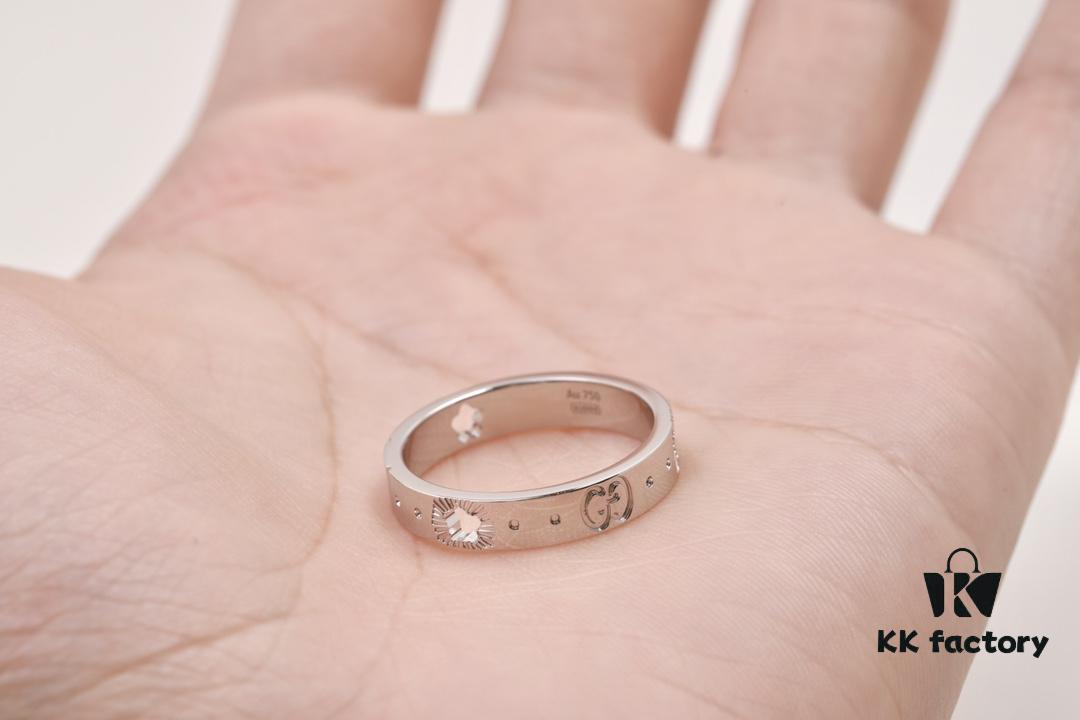 New Arrival: GUCCI Inspired CNC Crafted 925 Sterling Silver White Gold Plated Ring with Openwork Star Design