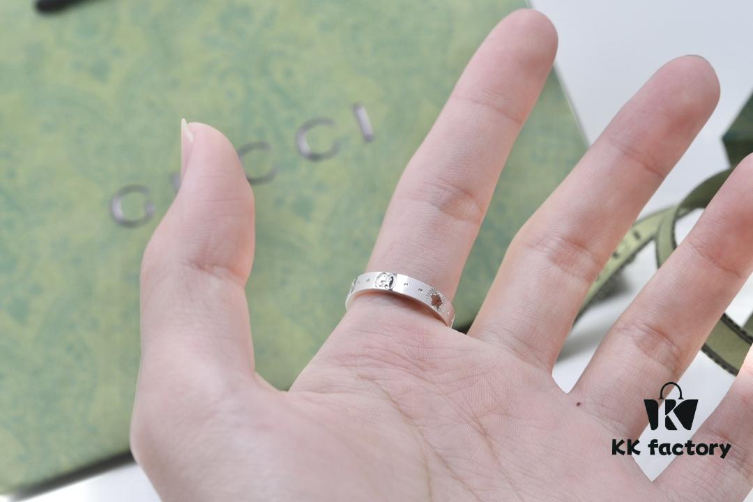 New Arrival: GUCCI Inspired CNC Crafted 925 Sterling Silver White Gold Plated Ring with Openwork Star Design