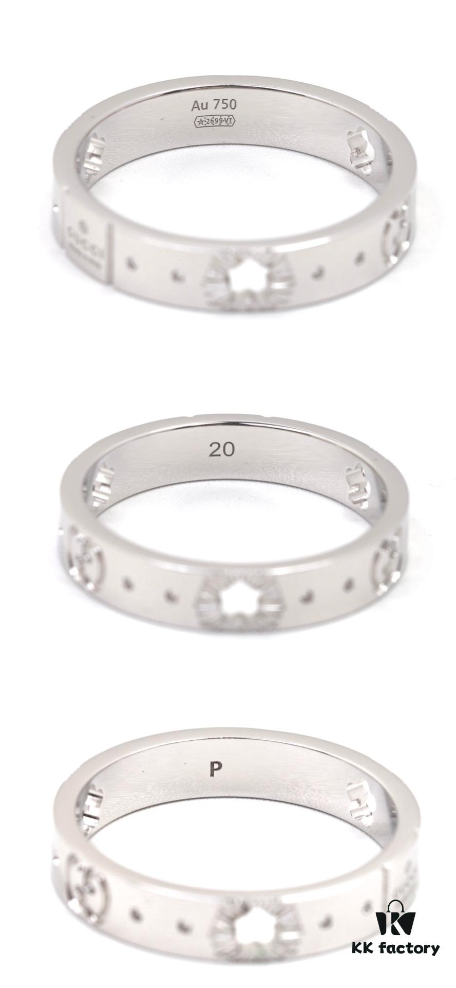 New Arrival: GUCCI Inspired CNC Crafted 925 Sterling Silver White Gold Plated Ring with Openwork Star Design