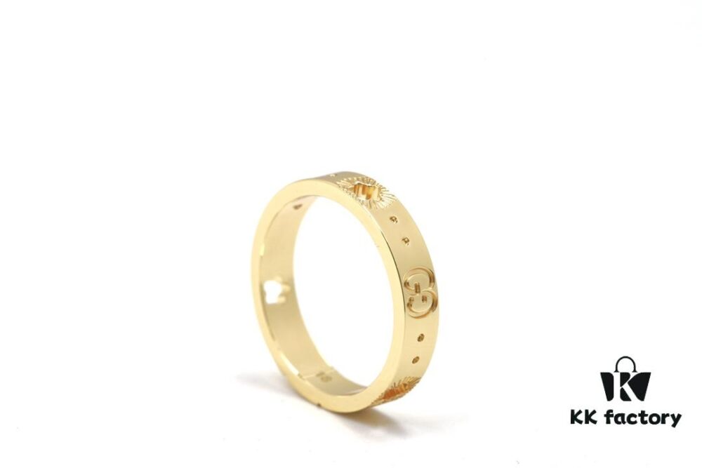 New Arrival GUCCI-inspired CNC Craft 925 Sterling Silver Gold-Tone Star Pattern Openwork Ring