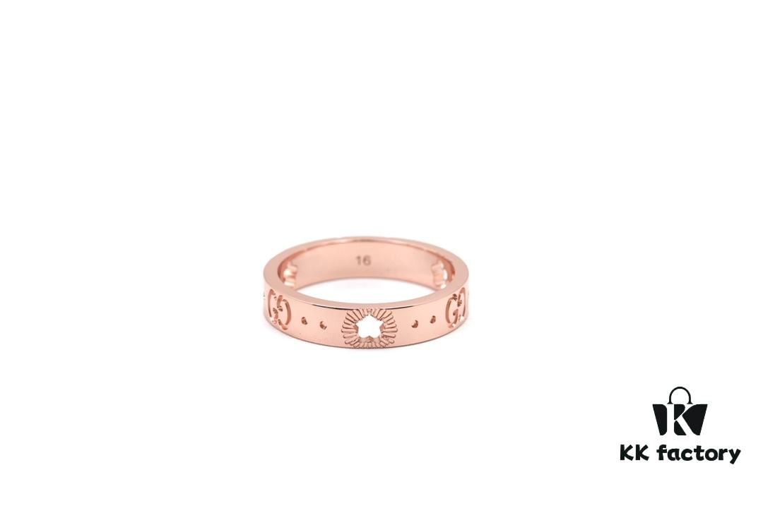 New Arrival: CNC Crafted Rose Gold 925 Sterling Silver Ring with Star Pattern and Openwork Details