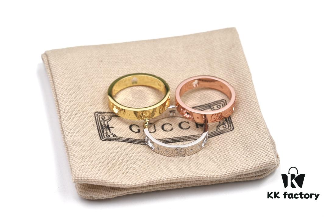 New Arrival GUCCI-inspired CNC Craft 925 Sterling Silver Gold-Tone Star Pattern Openwork Ring