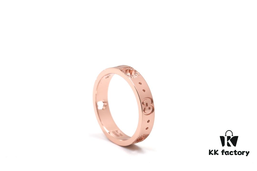 New Arrival: CNC Crafted Rose Gold 925 Sterling Silver Ring with Star Pattern and Openwork Details