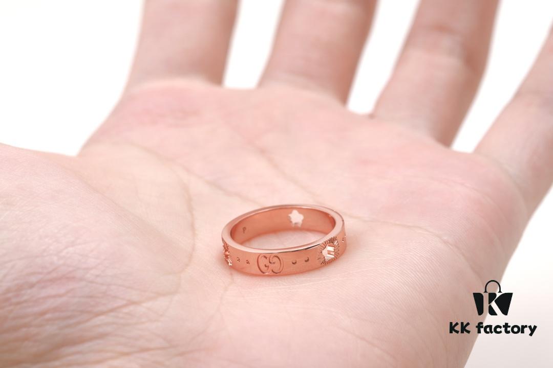 New Arrival: CNC Crafted Rose Gold 925 Sterling Silver Ring with Star Pattern and Openwork Details