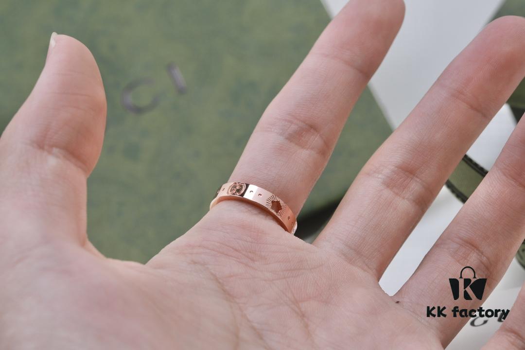 New Arrival: CNC Crafted Rose Gold 925 Sterling Silver Ring with Star Pattern and Openwork Details