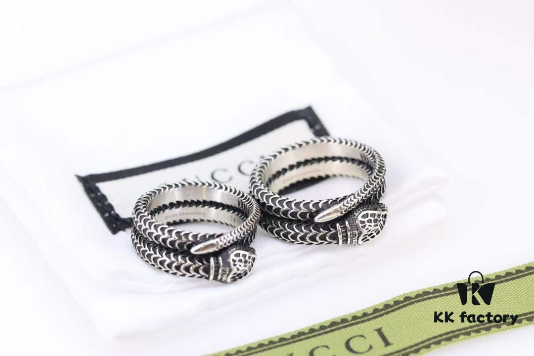 Valentine's Gift ❤️ Gucci Garden Series Sterling Silver Snake Couple Ring