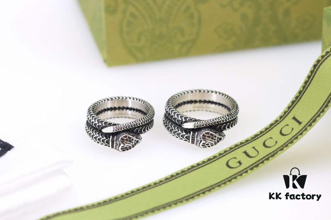 Valentine's Gift ❤️ Gucci Garden Series Sterling Silver Snake Couple Ring