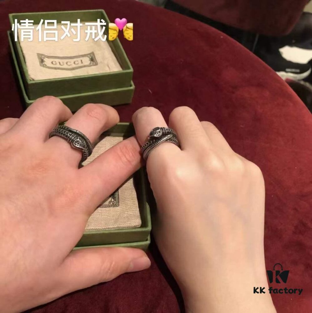Valentine's Gift ❤️ Gucci Garden Series Sterling Silver Snake Couple Ring