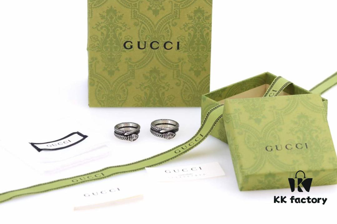 Valentine's Gift ❤️ Gucci Garden Series Sterling Silver Snake Couple Ring