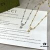 Gucci Gucci 925 Sterling Silver Double G Floral 18K White Gold Diamond Necklace