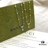 Gucci Gucci 925 Sterling Silver Double G Floral 18K White Gold Diamond Necklace