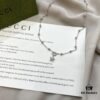 Gucci Gucci 925 Sterling Silver Double G Floral 18K White Gold Diamond Necklace