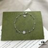 Gucci Gucci 925 Sterling Silver Double G Floral 18K White Gold Diamond Bracelet