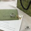 Gucci Gucci 925 Sterling Silver Double G Floral Ring with 18K White Gold and Diamond