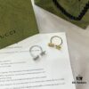 Gucci Gucci 925 Sterling Silver Double G Floral Ring with 18K White Gold and Diamond
