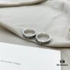 Gucci Gucci 925 Sterling Silver GG Logo Light Gray Marble Enamel Ring