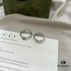 Gucci Gucci New Arrival 925 Sterling Silver Green Enamel Interlocking Double G Ring