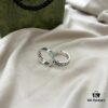 Gucci Gucci New Arrival 925 Sterling Silver Green Enamel Interlocking Double G Ring