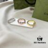 Gucci Gucci 925 Sterling Silver Icon Series Heart Openwork Diamond-Inlaid Ring