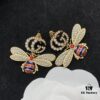Gucci GG Bee Pearl Diamond-Inlaid Elegant Retro Stud Earrings 🐝💚