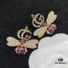 Gucci GG Bee Pearl Diamond-Inlaid Elegant Retro Stud Earrings 🐝💚
