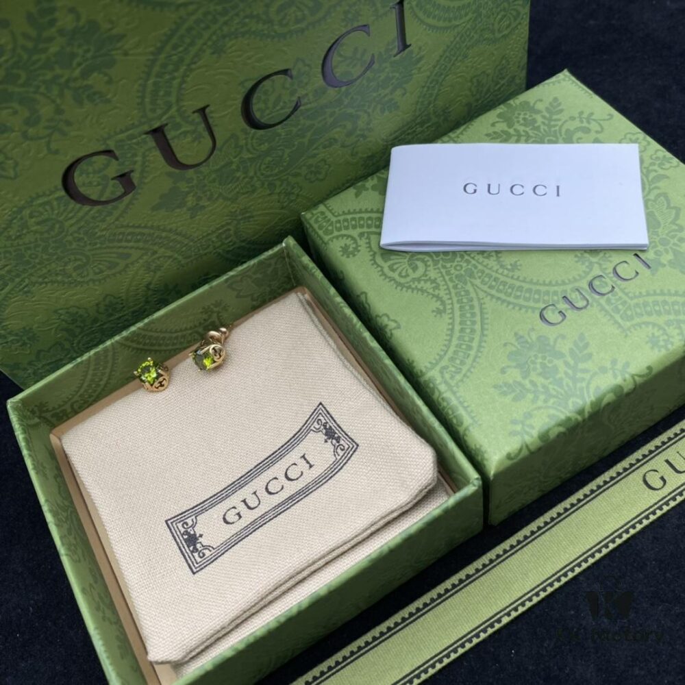 Gucci Double G Diamond-Paved Elegant Vintage Stud Earrings