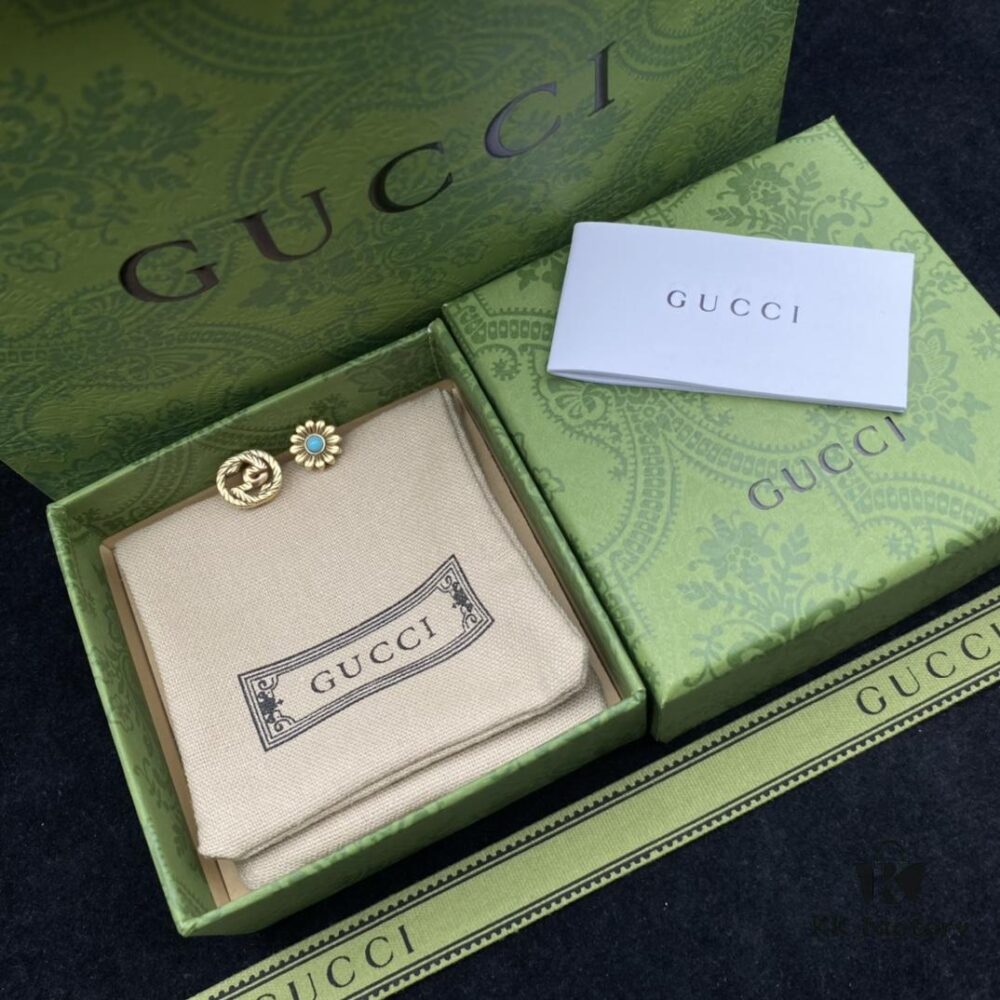Gucci GG Diamond-Paved Floral Vintage Stud Earrings