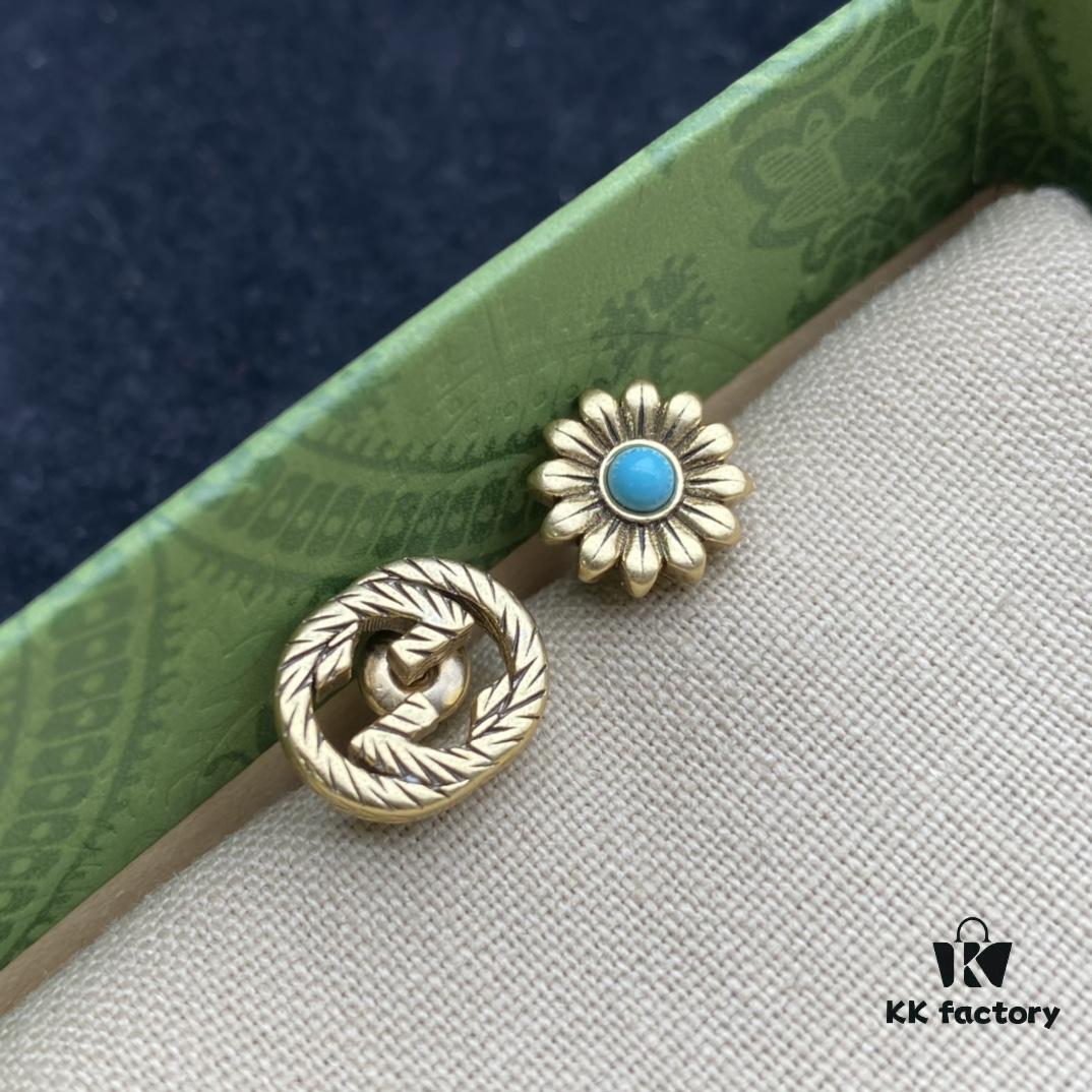 Gucci GG Diamond-Paved Floral Vintage Stud Earrings