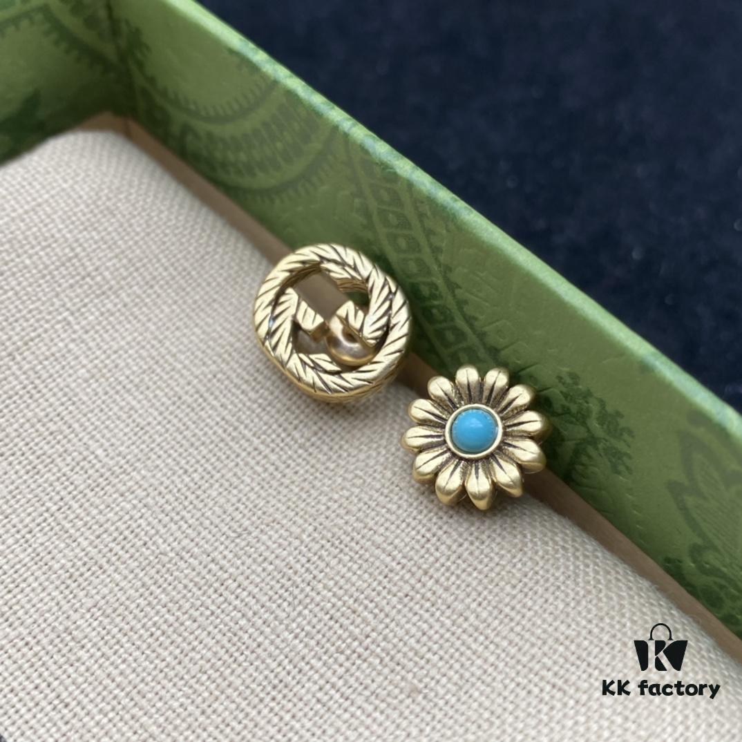 Gucci GG Diamond-Paved Floral Vintage Stud Earrings