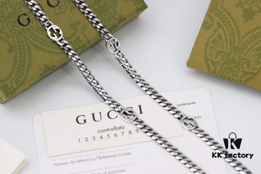 New Arrival💗 Gucci Interlocking Black Enamel Double G Chain Necklace 5354280