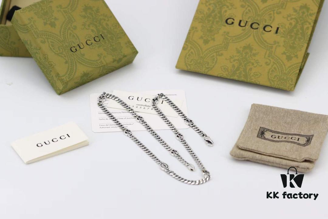 New Arrival💗 Gucci Interlocking Black Enamel Double G Chain Necklace 5354280