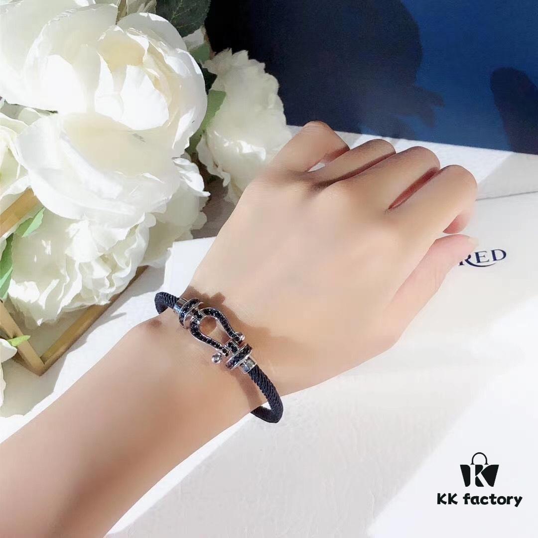 New Arrival! Fred Force 10 Bracelet, Luxury Fashion Statement, 18K Gold Electroplated Stainless Steel with Full Diamond-Set Horseshoe Clasp