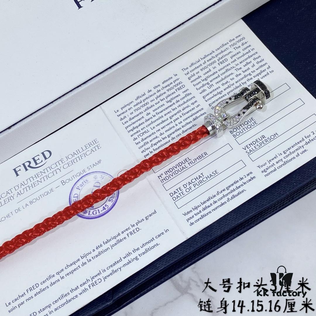 V Gold Material + Large Red Cord. 💥 New Arrival ❤️ Hot 🎉 Fred Large Red Cord White Gold Black Diamond Buckle Bracelet 👉🏻 Luxury Fashion Elegant Design, High-End Custom Jewelry with Thickened 18K Gold Plating and Precision Micro-Inlay, Must-Have Item for Influencers and Fashion Enthusiasts