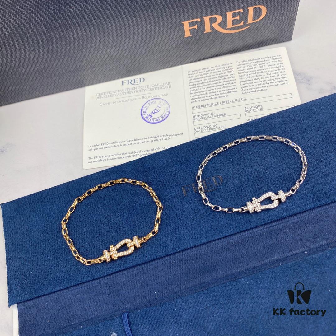 New 925 Sterling Silver Luxury Buckle Bracelet by Fred, Micro-Paved 18K Gold Plated, Thickened Platinum Rose Gold Fashion Designer Jewelry