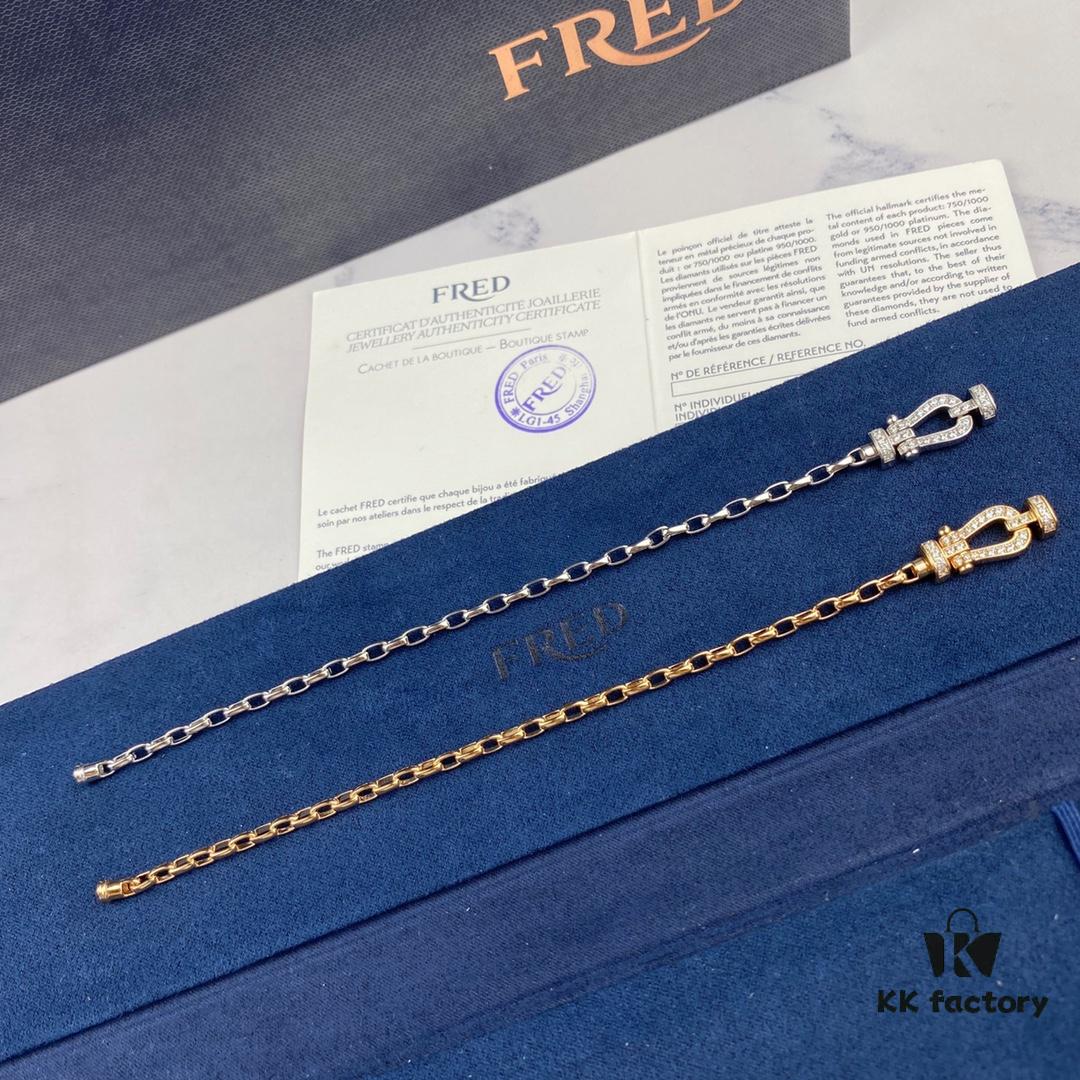 New 925 Sterling Silver Luxury Buckle Bracelet by Fred, Micro-Paved 18K Gold Plated, Thickened Platinum Rose Gold Fashion Designer Jewelry