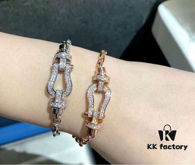 New Arrival! Fred Large Buckle Bracelet – High-End Custom Pure Silver, Thickened 18K Gold Plated, Precision Micro-Pave, Fashion Statement Piece in Platinum and Rose Gold