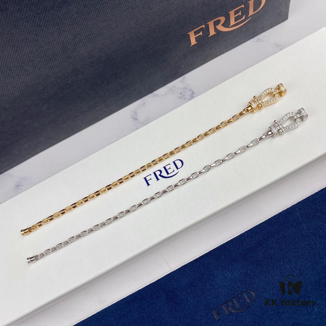 New 925 Sterling Silver Luxury Buckle Bracelet by Fred, Micro-Paved 18K Gold Plated, Thickened Platinum Rose Gold Fashion Designer Jewelry